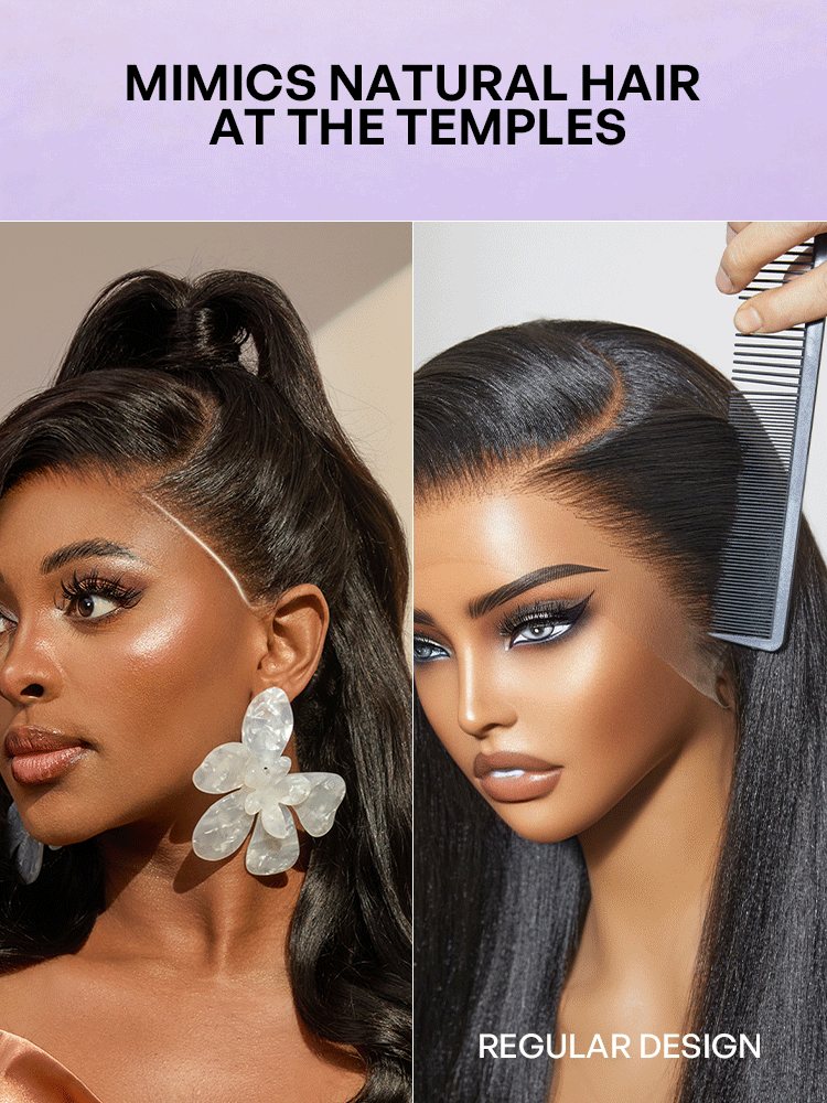 Luvme Hair NatureMAX™ silky straight glueless 13x4 HD lace front wig with pre-cut lace, ear-to-ear, natural hairline, and pre-styled look.