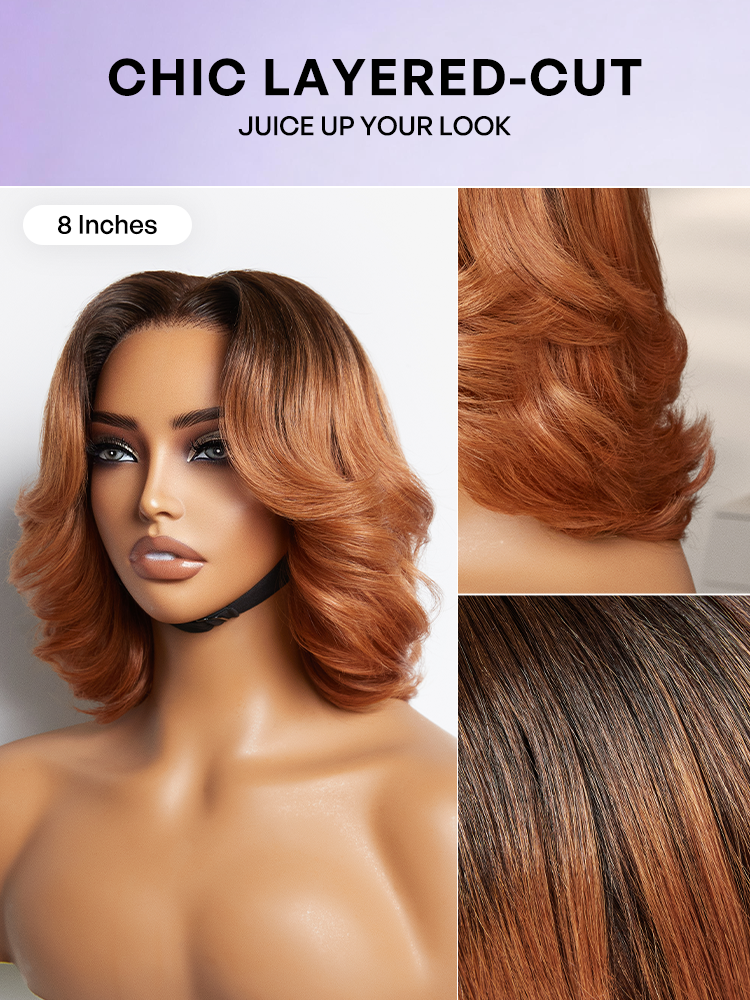 1 SEC INSTALL WIG | Elegant Boss Vibe Short Pixie Cut Ombre Ginger Glueless Minimalist HD Lace Wig Ready to Go Pre-cut Lace-14