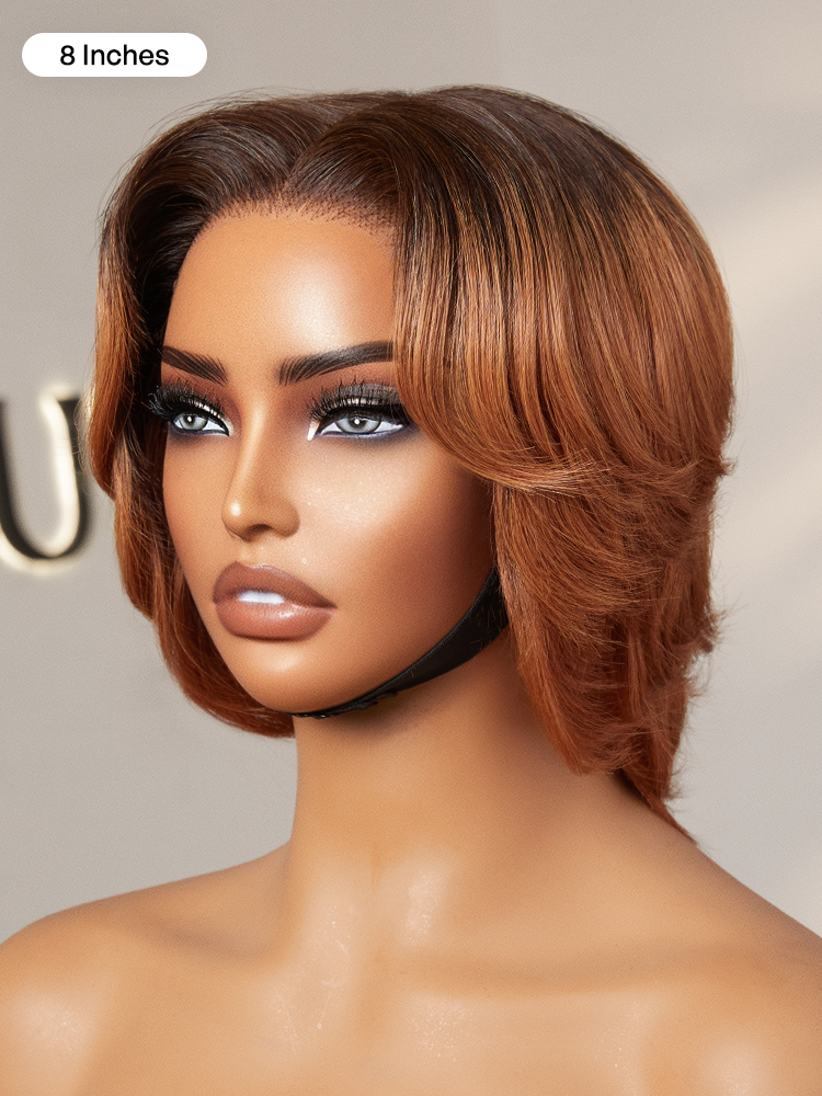 1 SEC INSTALL WIG | Elegant Boss Vibe Short Pixie Cut Ombre Ginger Glueless Minimalist HD Lace Wig Ready to Go Pre-cut Lace-16