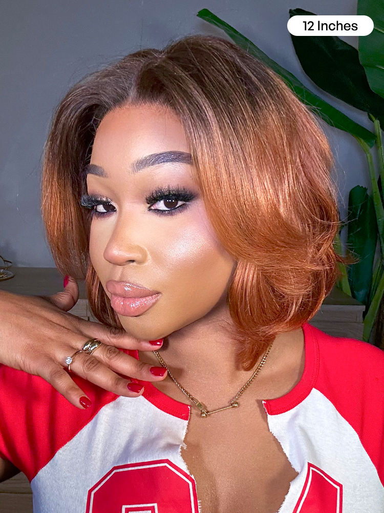 1 SEC INSTALL WIG | Elegant Boss Vibe Short Pixie Cut Ombre Ginger Glueless Minimalist HD Lace Wig Ready to Go Pre-cut Lace-12
