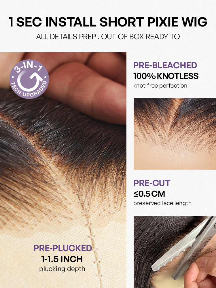 1 SEC INSTALL WIG | Elegant Boss Vibe Short Pixie Cut Ombre Ginger Glueless Minimalist HD Lace Wig Ready to Go Pre-cut Lace-15