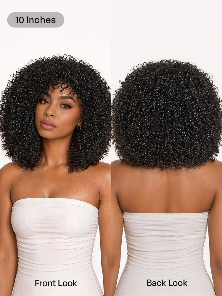 Natural black afro curly wig by Luvme Hair, short, no lace, glueless, 200% density, easy to wear for a bold, stylish look.