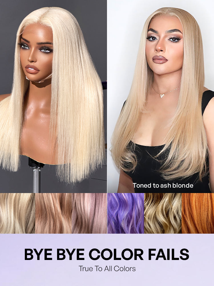 Blonde 613 silky straight 5x5 closure wig by Luvme Hair with glueless HD lace and pre-cut lace for easy wear.