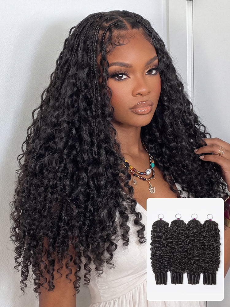 Miracle Knots Crochet Hair Burmese Curly | Wet and Wavy Water Wave | Kinky Straight for Boho Braids | Crochet Weaves | Fulani Braids | Twists Pre-Separated Lightweight Full & Soft Pre-Looped Human Hair Extensions Protective Style-93
