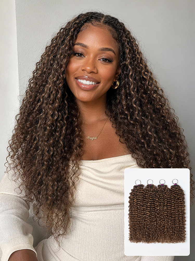 Miracle Knots Colored Crochet Hair Wet and Wavy Highlights | Mix Brown for for Boho Braids | Crochet Weaves | Fulani Braids | Twists Pre-Separated Lightweight Full & Soft Pre-Looped Human Hair Extensions Protective Style-33