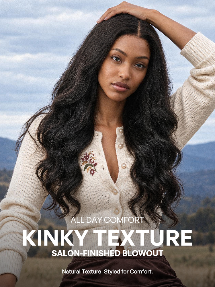 Luvme All-Day Comfort™ Wig 180% / 250% Density Kinky Body Wave / Layered Light Kinky Straight PartingMax Glueless 7x6 Closure HD Lace Wig Pre-Cut Lace-56