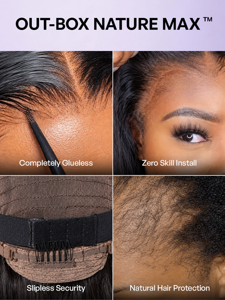 Luvme Hair ultra natural short curly wig with slicked back style, glueless ear-to-ear wide T lace front wig on a mannequin head