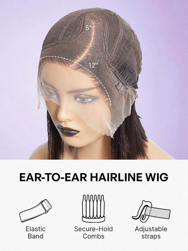 Luvme Hair ultra natural short curly wig with slicked back style, glueless ear-to-ear wide T lace front wig, realistic hairline