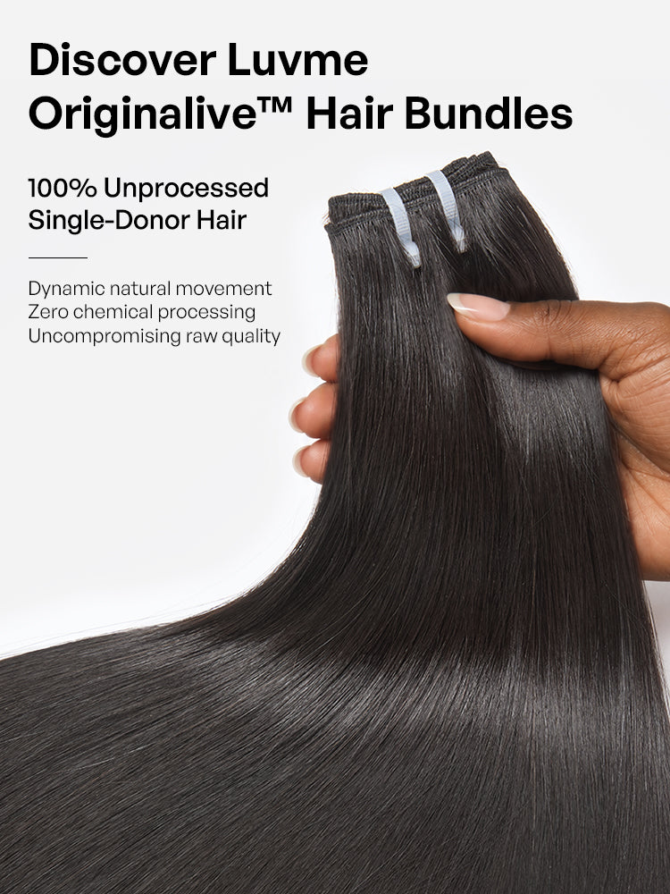 Originalive™ Bundles - Luvme 100% Unprocessed Raw Human Hair Natural Shiny Soft Long-lasting Premium Straight Hair Weft US Only-31