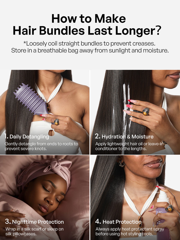 Originalive™ Bundles - Luvme 100% Unprocessed Raw Human Hair Natural Shiny Soft Long-lasting Premium Straight Hair Weft US Only-37