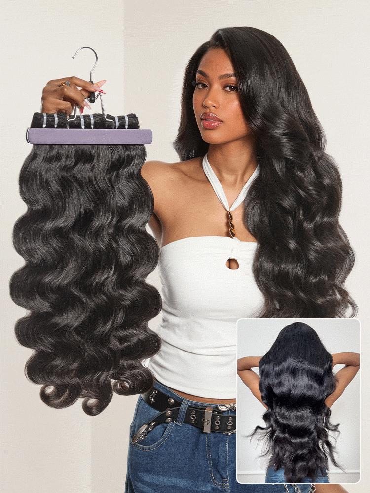 Luvme Hair Originalive™ Bundles with natural soft, shiny body wave human hair extensions, unprocessed and long-lasting.