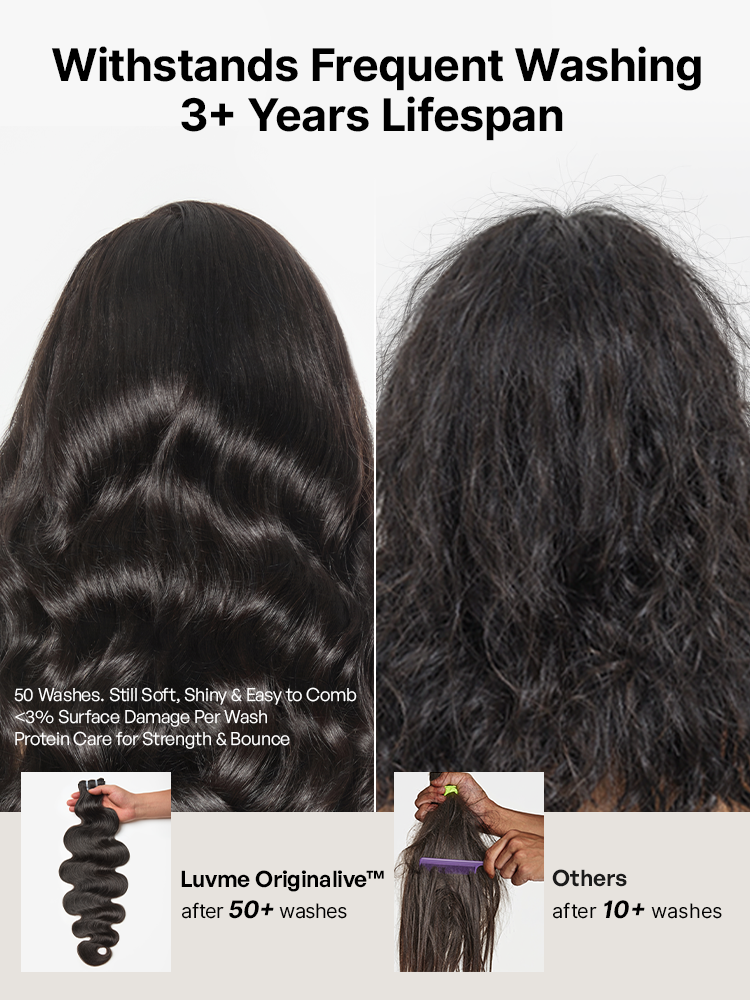 Luvme Hair Originalive™ Bundles with natural soft, shiny body wave virgin human hair extensions, long-lasting and unprocessed.