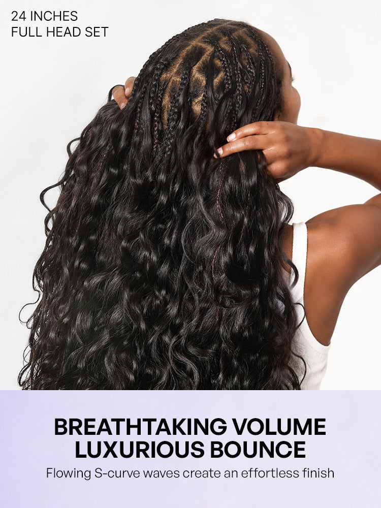 Luvme Hair Miracle Knots crochet hair with body wave texture, pre-looped lightweight human hair extensions for boho braids and protective styles.