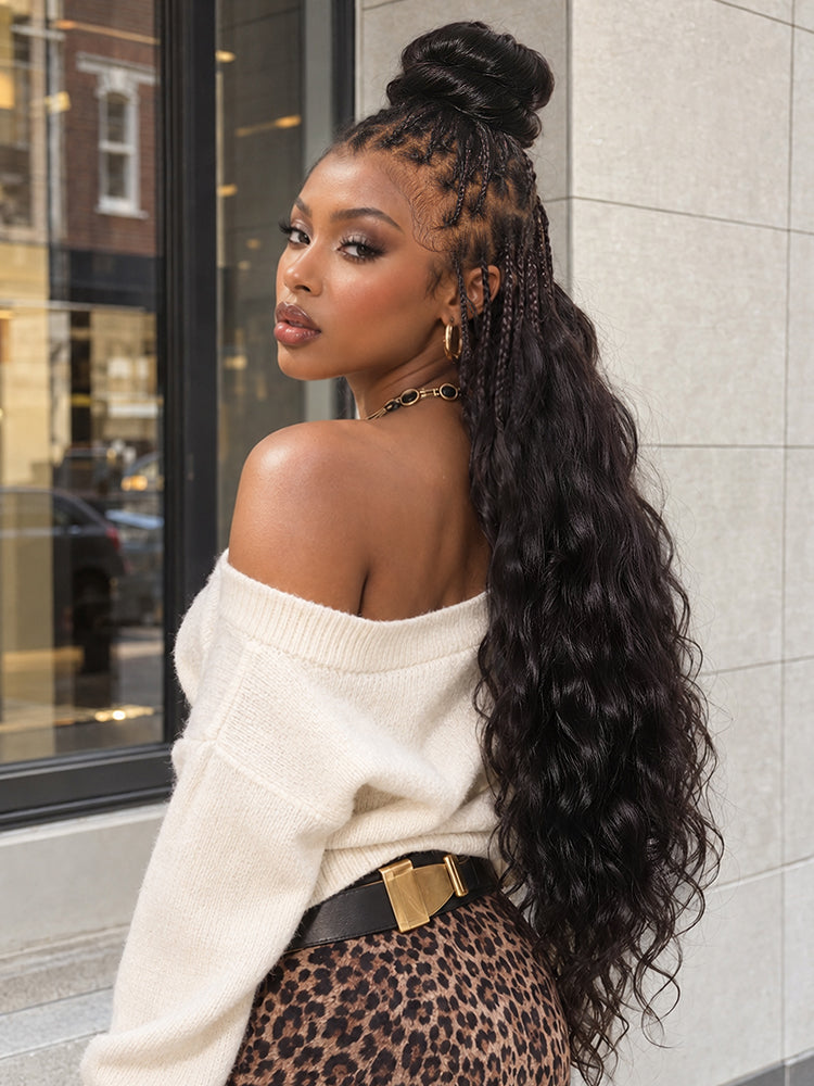 Luvme Hair Miracle Knots crochet hair with body wave texture, pre-looped lightweight human hair for boho braids and protective styles.