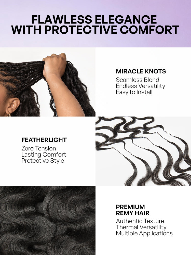 Miracle Knots Crochet Hair Body Wave for Boho Braids | Crochet Weaves | Fulani Braids | Twists Pre-Separated Lightweight Full & Soft Pre-Looped Human Hair Extensions Protective Style-13