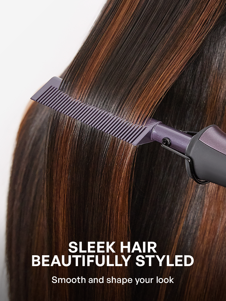 LUVME Electric Hot Comb with black handle, showing 8 heat settings and a digital display for fast styling up to 500°F.