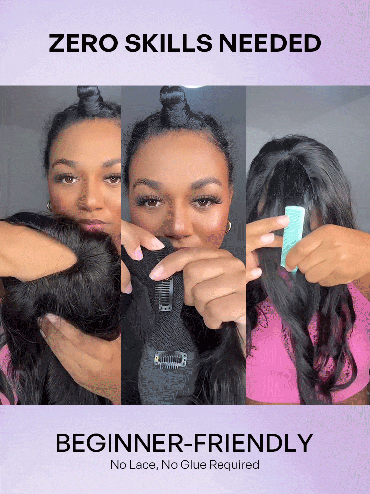 Luvme Hair True Scalp Kinky Straight V Part glueless human hair wig with flexi-fit drawstring for natural look and comfortable wear