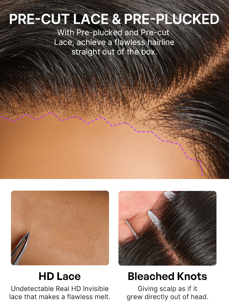 Luvme Hair caramel brown layered wavy lace wig with highlights, glueless HD minimalistic design, pre-cut for easy wear