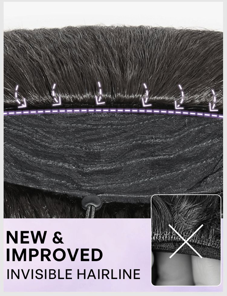 Fluffy & Full 200% Density Kinky Body Wave Flexi-Fit Drawstring Glueless Half Wig-13