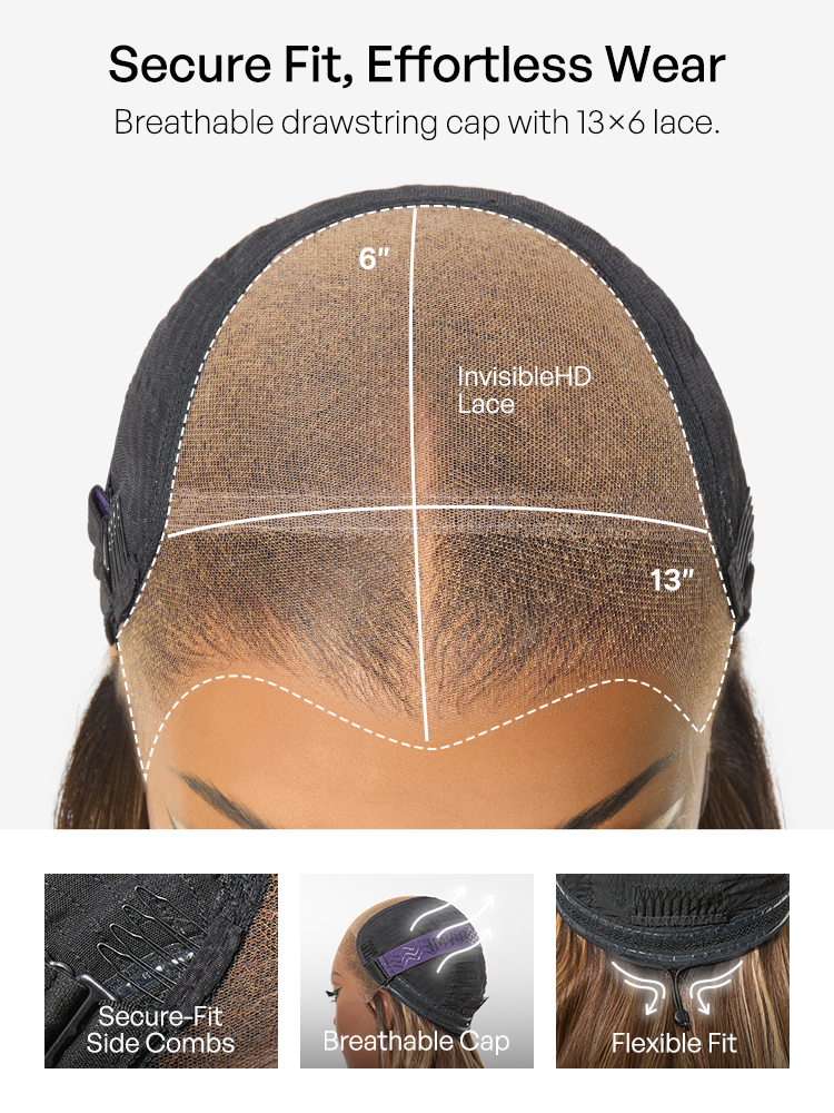 Luvme Originalive™ Hair 180% / 250% Density Honey Blonde Highlight Loose Wave Glueless 13x6 HD Lace Front Wig Pre-Cut Lace Flexi-Fit Drawstring Cap-17