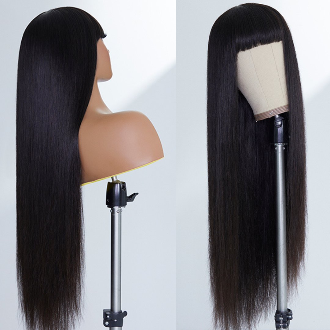 Luvme Vanessa Style silky straight long wig with bangs, no lace, glueless, 100% human hair, ready to wear.