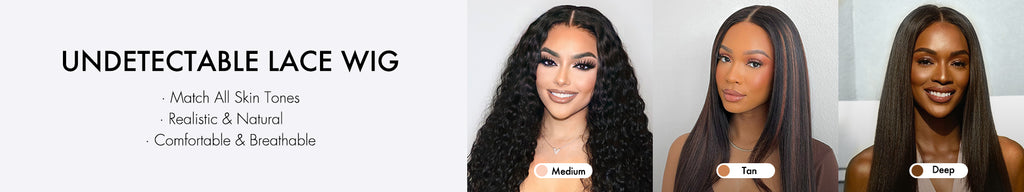 Three African-American women wearing Luvme Hair HD lace wigs - PC