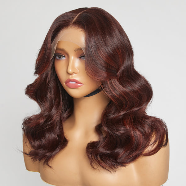 Limited Design | Copper Red Highlight Loose Wave 5x5 Closure Lace Glueless Mid Part Long Wig 100% Human Hair-03
