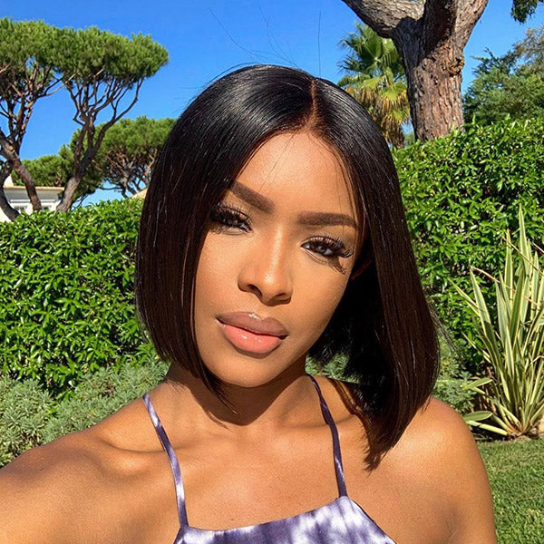 High Density Kim K 2x6 Closure Lace Bob Wig 100% Human Hair-01