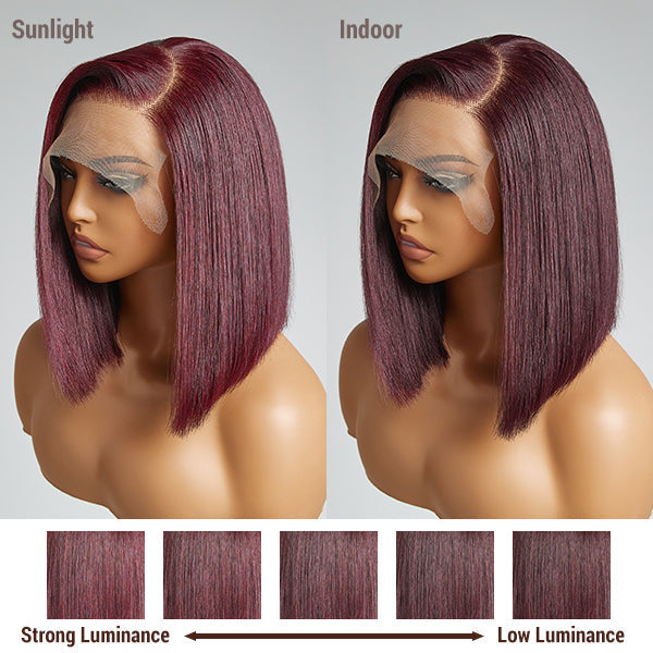 Reddish Purple Glueless Blunt Cut Bob 5x5 Closure Wig 100% Human Hair | Easy Install & Effortless-08