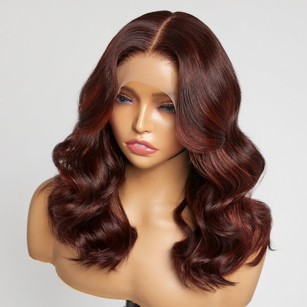 Limited Design | Copper Red Highlight Loose Wave 5x5 Closure Lace Glueless Mid Part Long Wig 100% Human Hair-04