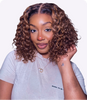 Brown Highlight / Natural Black / Blonde Highlight Deep Curly Glueless 5x5 Closure Pre-Cut Lace Wig Breathable Cap-19