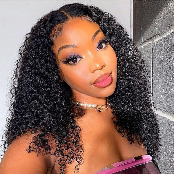 Luvme Afro curly 13x4 invisible lace frontal wig with real HD lace, glueless and undetectable, styled with natural curls.