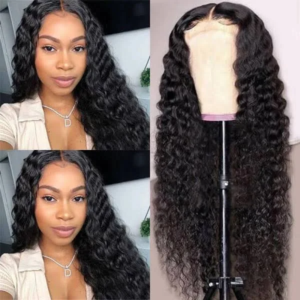Weekly Special | Deep Wave 4x4 Closure Lace Glueless Mid Part Long Curly Wig 100% Human Hair - US Only-03