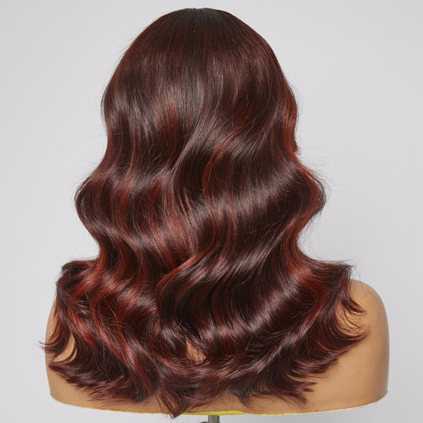 Limited Design | Copper Red Highlight Loose Wave 5x5 Closure Lace Glueless Mid Part Long Wig 100% Human Hair-05