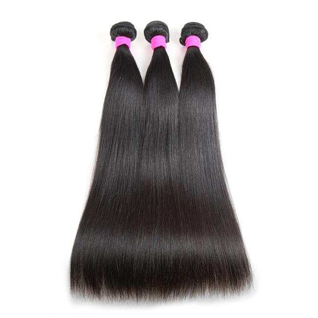 Luvme 1pc straight or body wave 100% virgin human hair bundle showing smooth, natural hair with a healthy shine.