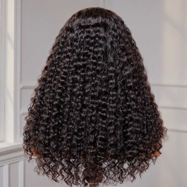 Luvme deep wave 5x5 closure lace wig with undetectable HD lace and glueless design, showcasing realistic hair texture and closure.