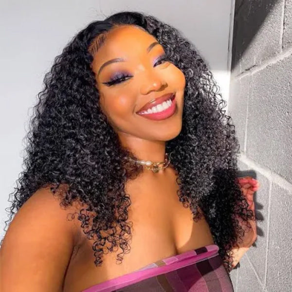 Luvme Afro curly 13x4 lace frontal wig with undetectable invisible lace, glueless design, real HD lace for natural look.
