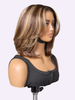 Blonde and brown highlight short layered bob wig with 5x5 lace closure, glueless style by Luvme Hair.