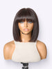 Put On and Go Realistic Glueless Yaki Straight Bob with Bangs Minimalist Lace Wig 100% Human Hair-01