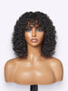 Beginner Friendly Water Wave Minimalist Lace Glueless Short Curly Wig with Bangs-27