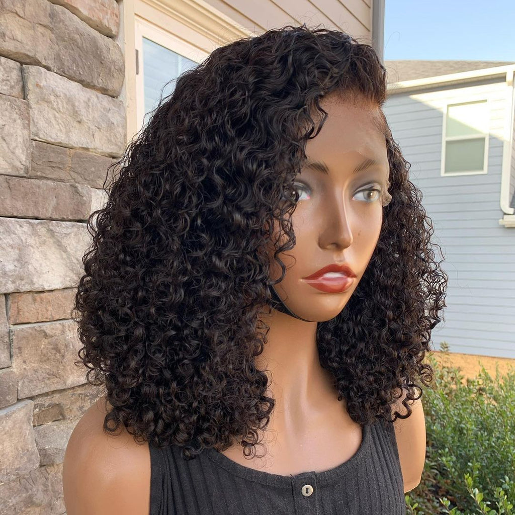 Newbie Only | Full Kinky Curly 5x5 Closure HD Lace Glueless Side Part Neck Length Wig 100% Human Hair