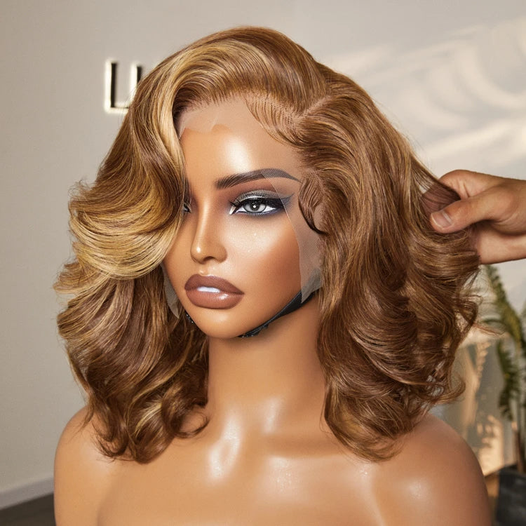 Lace Front Wig - 14 Inches, Honey Blonde Highlight, Loose Wave 
