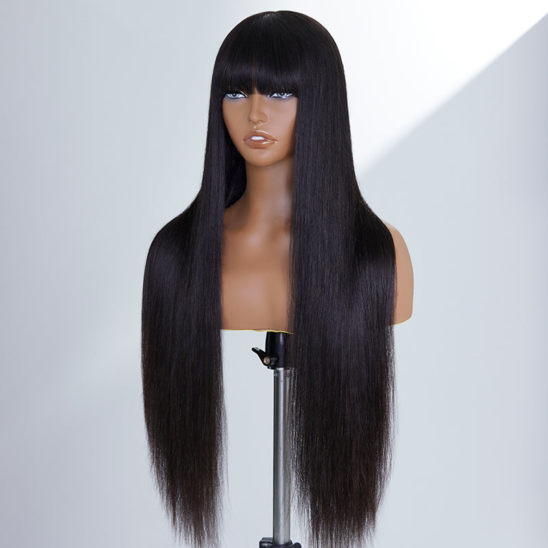 Luvme Vanessa style silky straight long wig with bangs, no lace, glueless, 100% human hair, easy to wear, throw-on-and-go design