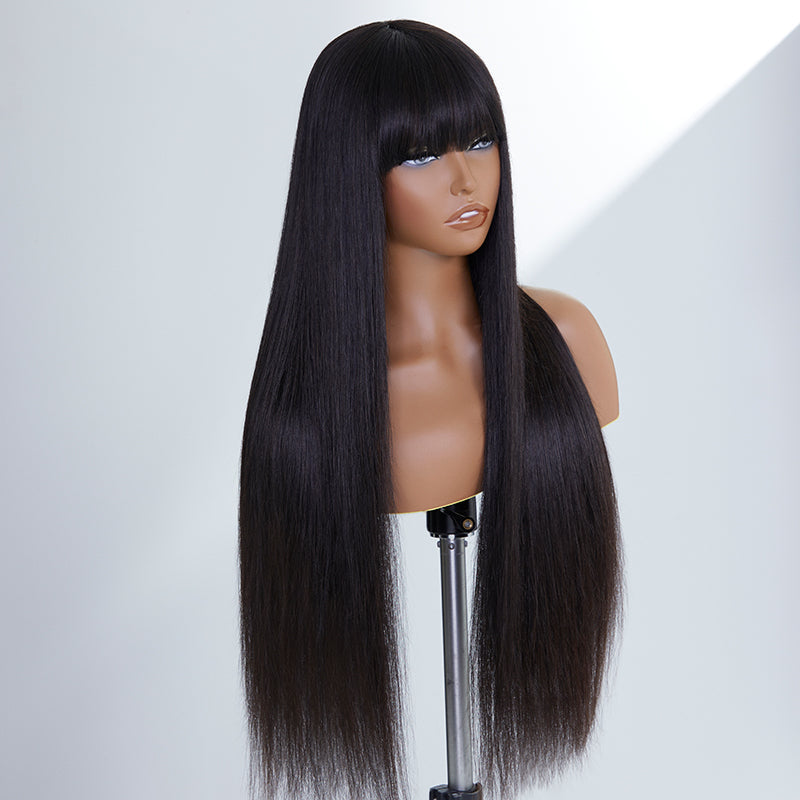 Luvme Vanessa Style silky straight long wig with bangs, no lace, glueless, 100% human hair, throw-on-and-go design