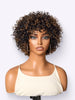 Throw On & Go Brown Highlight Short Curly with Bangs Wig Ultra Comfort Cotton Cap Glueless Hair Loss Friendly Wig-01