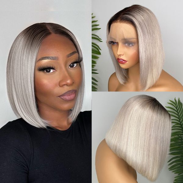 Limited Restock | Ombre Grey Color Extented 4x4 Closure Lace Bob Wig - US Only-01