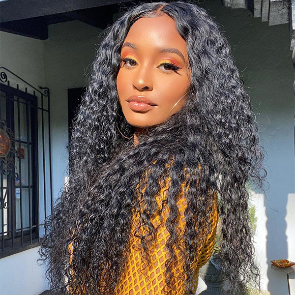 Luvme wet and wavy 4x4 closure lace wig with undetectable HD lace, 100% human hair, long style, natural-looking hairline