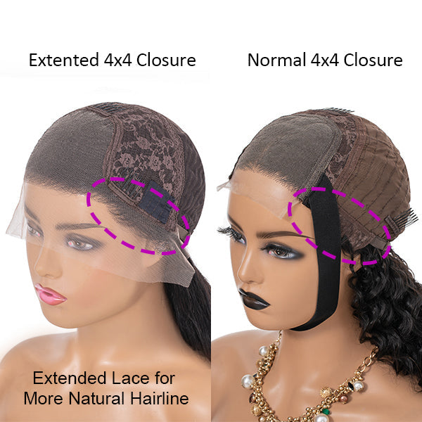 Ombre Brown Color Deep Wave Extented 4x4 Closure Lace Wig-03