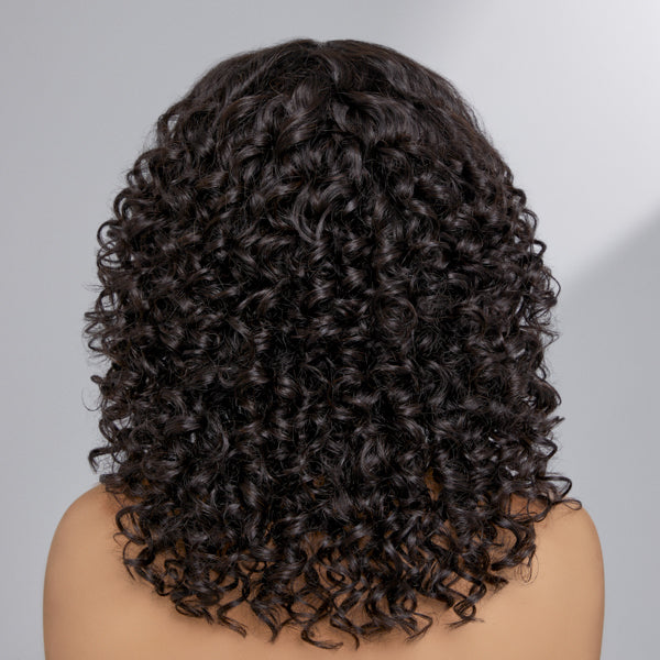 Limited | Casual Bouncy Curly 4x4 Closure Lace Glueless Mid Part Short Wig 100% Human Hair-03