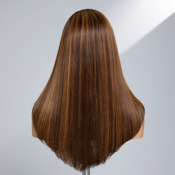 Luvme Hair Saletta Sparkle Galaxy layered 5x5 closure glueless HD lace wig with pre-bleached knots, styled with layered cut and sparkle details.